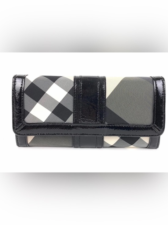 Burberry Handbags - Burberry Black, Gray and White Check Continental Wallet